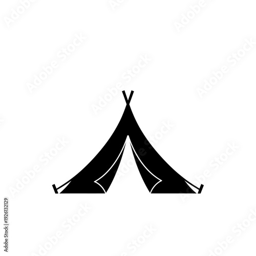 Minimalist Black Outline Tent Icon for Camping and Outdoor Adventures on isolated white background