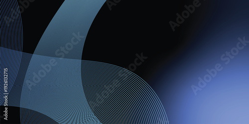 Smooth black and grey glowing ribbons intertwined with deep black gradient tones, set against a dark textured noisy background, crafted for eye-catching banner, header, or poster visuals.