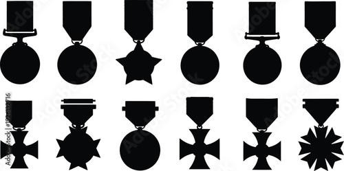 A collection of various military medals and awards