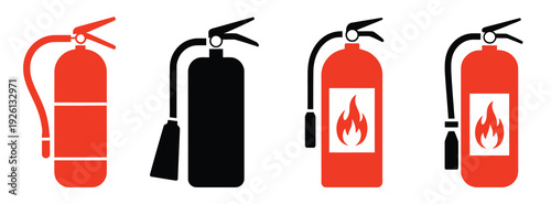 Fire extinguisher icon, fire fighter safety symbol for ranked emergency graphics, hazard protection visuals, workplace safety designs