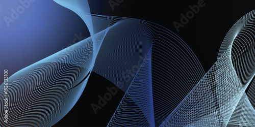 Smooth black and grey glowing ribbons intertwined with deep black gradient tones, set against a dark textured noisy background, crafted for eye-catching banner, header, or poster visuals.