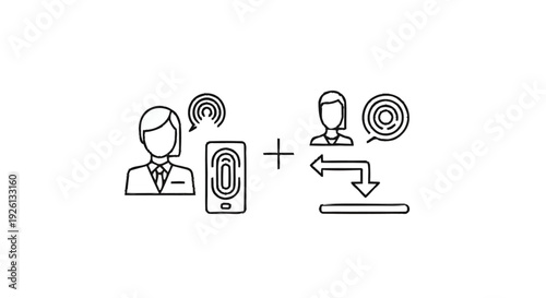 Biometric Authentication and Communication Concept Illustration.
