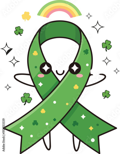 Cute St Patrick s Day awareness ribbon cartoon character