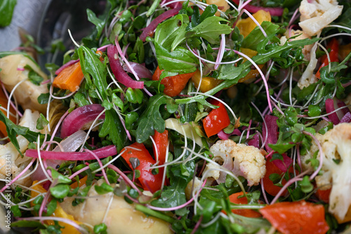 Green salad with Arugula, Micro greens, Peppers, and Cauliflower