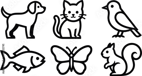 Set of 6 animal icons vector