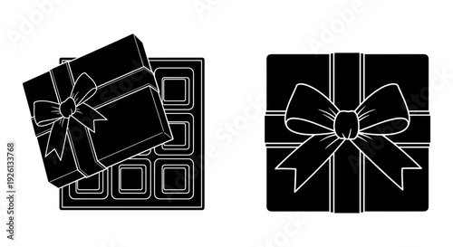 Set of 2 gift box icons vector