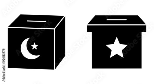 Symbolic voting boxes representing different cultural or religious affiliations Vector, illustration