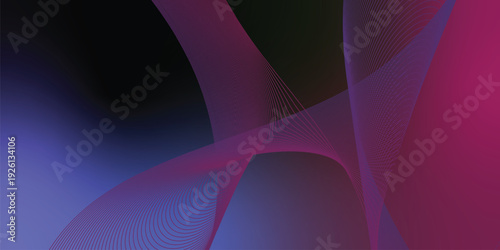 Bold megenta, blue, and black gradient streaks curving through a moody grainy backdrop, enhanced with gentle glow and layered transparency, suitable for contemporary poster or header compositions.