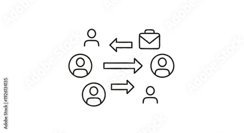 Business communication and collaboration between people and briefcase icon.