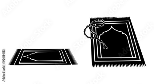 Black rectangular cloths with arch-shaped pockets and a drawstring closure. Vector, illustration