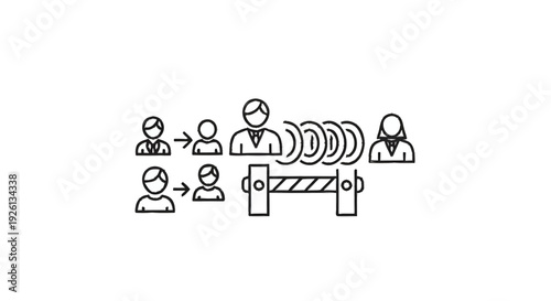 Business communication barrier overcoming concept illustration.
