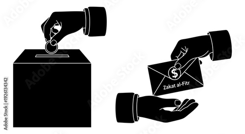 Symbolic illustration of voting and receiving a ballot in hand Vector, illustration