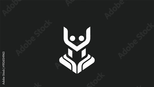 Abstract Geometric Robot Head Icon Design.