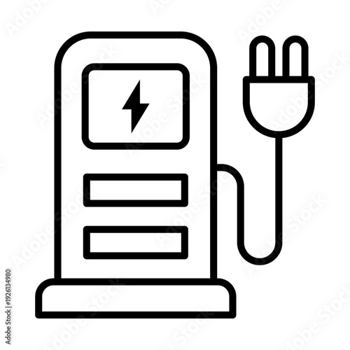 Icon of an electric car charging station with a lightning bolt