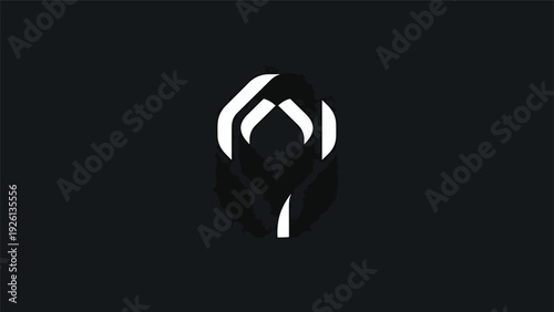 Abstract geometric logo design in white and black.