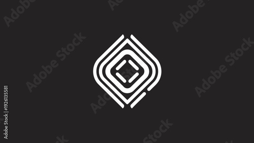 Abstract geometric logo design with concentric diamond shapes.