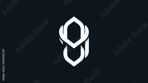 Abstract Geometric Symbol Design in White.