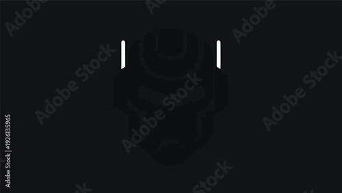 Abstract Black Object with White Lines.