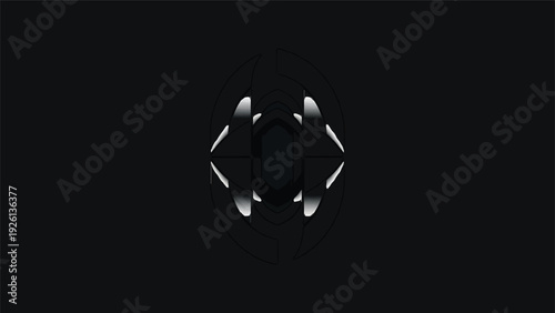 Abstract Dark Metallic Object with Glowing Edges.