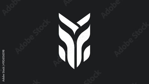 Abstract geometric owl logo design on black background.