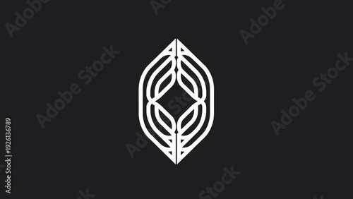 Elegant abstract geometric leaf-like symbol design.