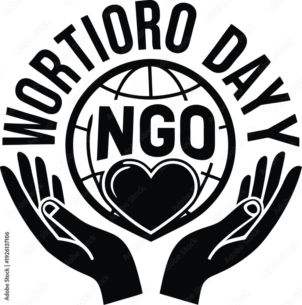 Fototapeta premium world-ngo-day-illustration--helping-hands-and-hear .eps