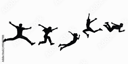 Silhouettes of People Jumping in Mid-Air untitled