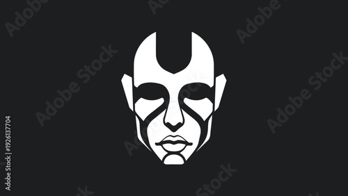 Abstract Futuristic Human Face With Geometric Lines.