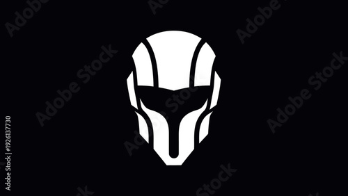 Futuristic Sci Fi Robot Helmet Icon Design.