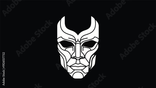 Abstract Futuristic Mask Design with Geometric Lines.