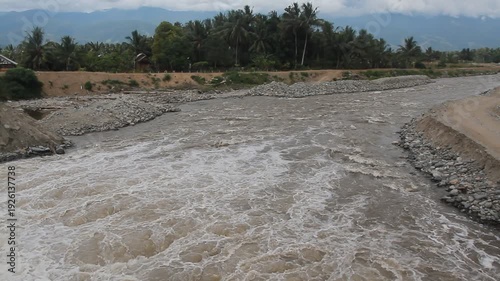 Flowing water of Palu river, Central Sulawesi, Indonesia.