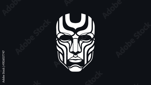 Abstract Futuristic Mask Design With Intricate Lines.