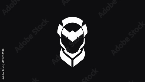 Futuristic Sci Fi Warrior Helmet Emblem Design.