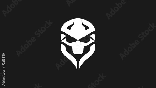 Futuristic Warrior Mask Emblem Design.