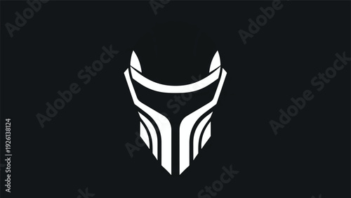 Abstract Futuristic Warrior Mask Emblem Design.