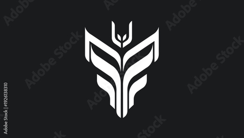 Abstract Geometric Tribal Mask Symbol Design.