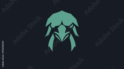 Abstract Teal Insectoid Creature Logo Design.
