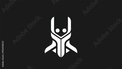 Abstract Futuristic Robot Character Design Icon.