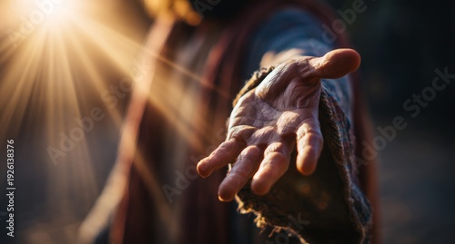 Outstretched Hand Reaching Toward Sunlight in Warm Natural Setting