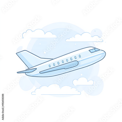 Cute airplane simple illustration, flat design aviation and air travel icon