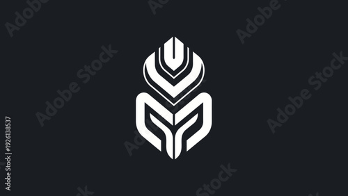 Abstract geometric symbol with organic elements.