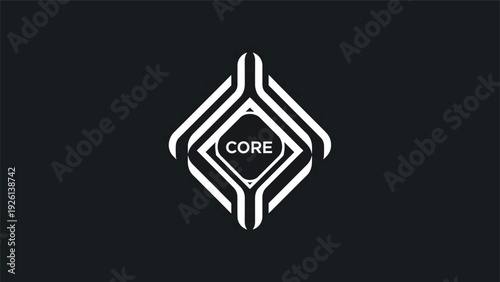 Abstract Geometric Core Symbol with Clean Lines.