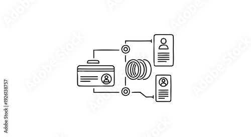 Business Network Connections and Data Flow Illustration.