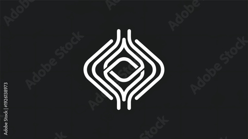 Abstract geometric white lines forming an intricate symmetrical pattern.