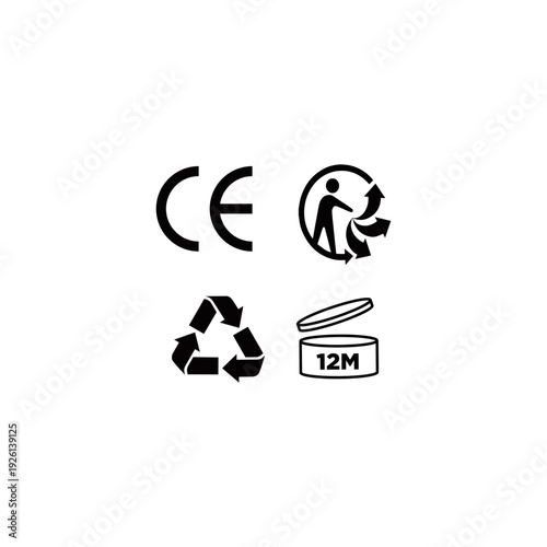  CE MARK RECYCLE ARROW WEEE VECTOR SIGN