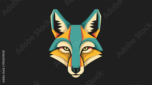 Geometric Fox Head Illustration Vibrant Colors Stylized Art.