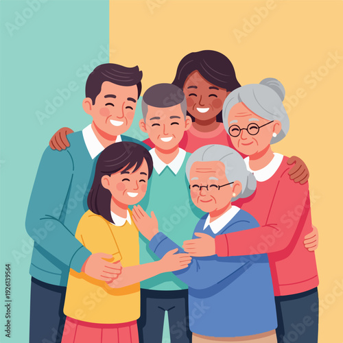Diverse Family Embracing Together