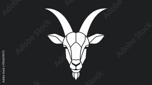 Geometric Goat Head Illustration Minimalist Design.