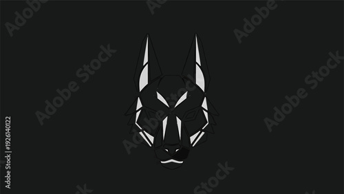 Geometric Abstract Dog Head Silhouette Logo Design.