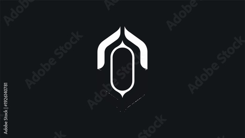 Abstract minimalist logo design with oval shape and wings.